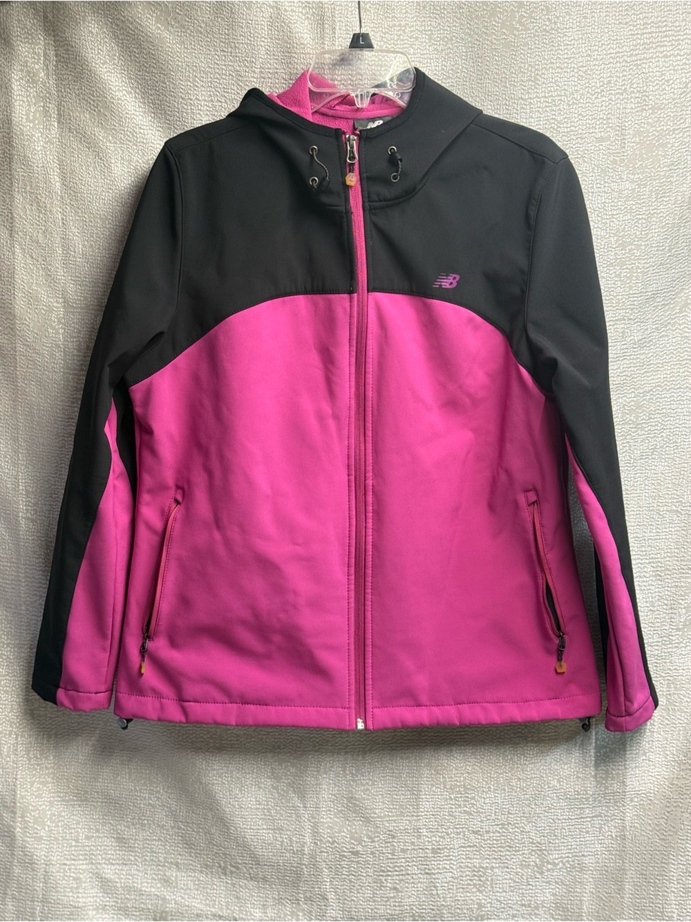 New Balance Pink and Black Hooded Softshell Jacket size Medium
